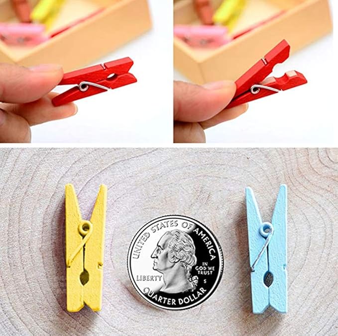 DurReus 50 Piece Small Wood Clips Mini Clothespins - Image 5