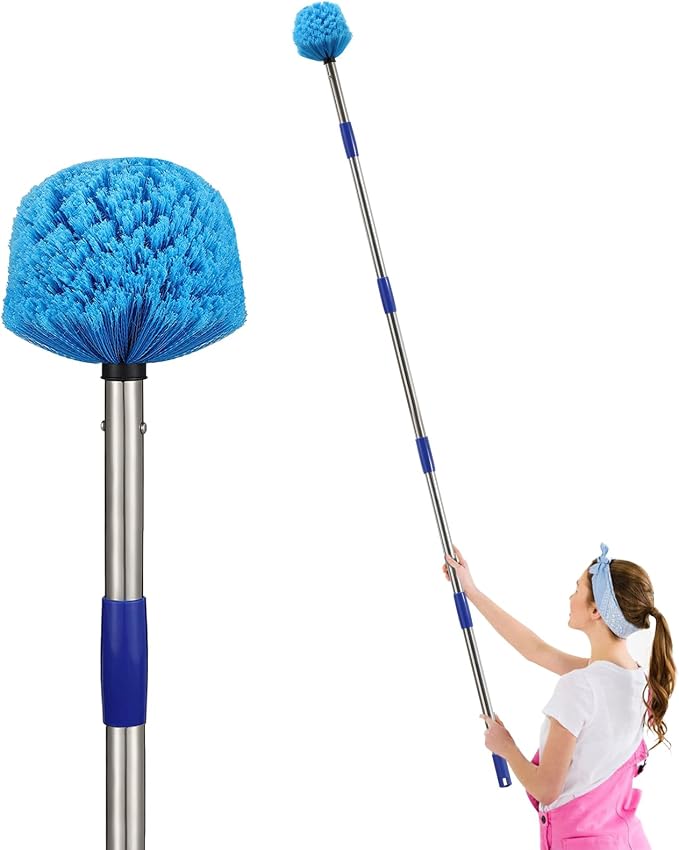 Cobweb Duster with Extension Pole, 10 FT Stiff Bristles Duster Head with by NEZHEIZERY