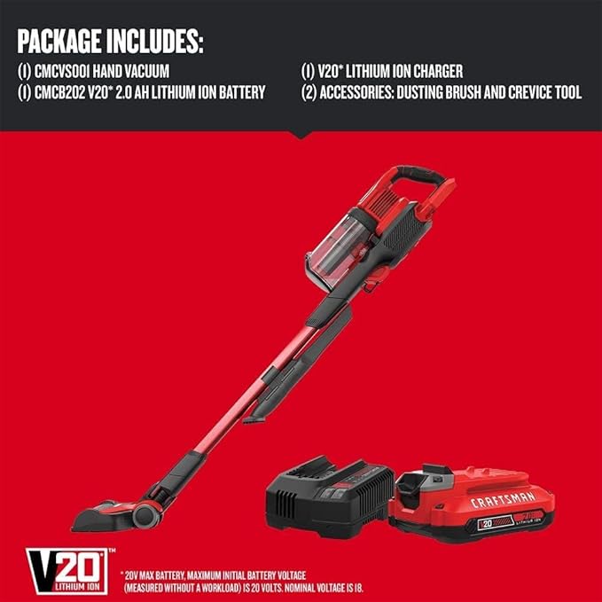 CRAFTSMAN V20 Cordless Stick Vacuum Kit, Removable Battery Included - Image 3