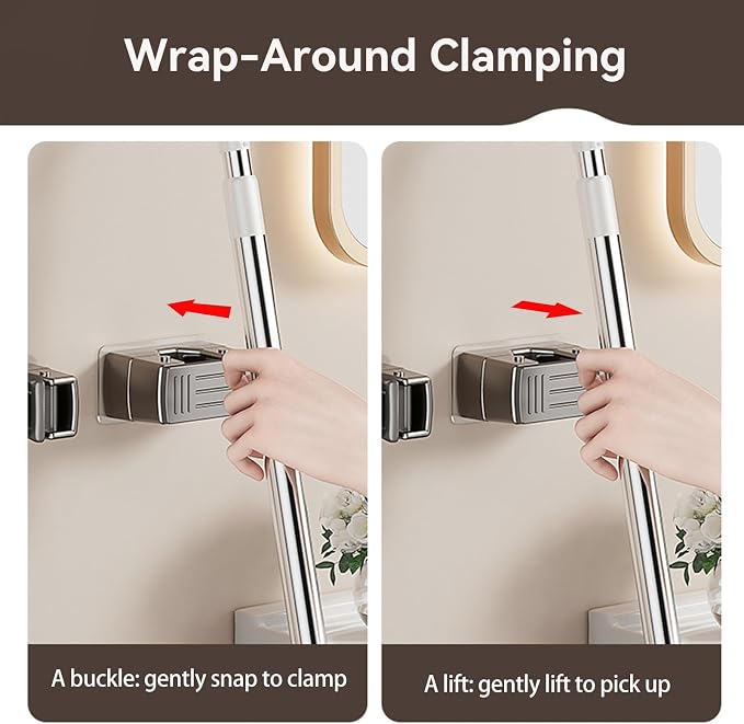 3 Pack Heavy Duty Mop Holder Wall Mount, Strong Adhesive Hanger - Image 5