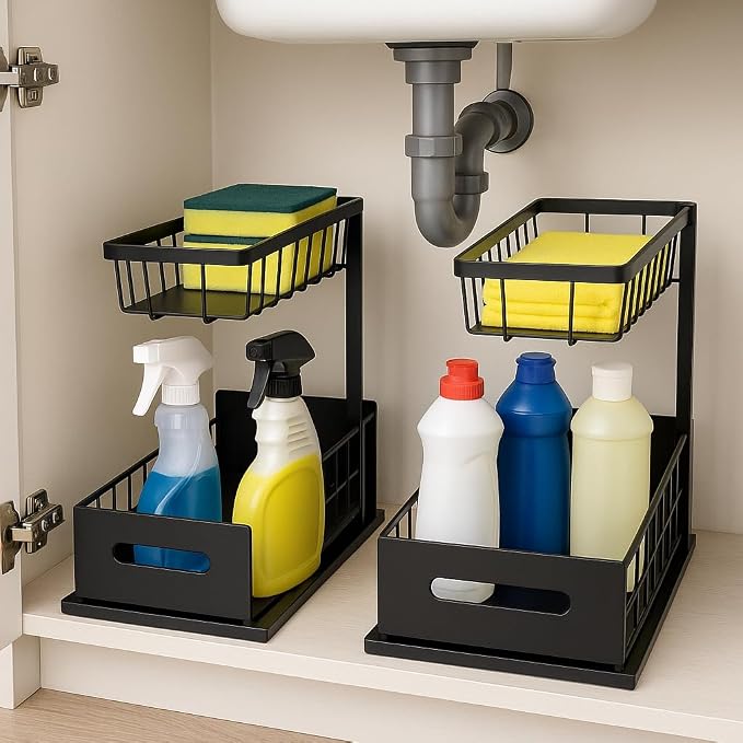 USTECH Under Sink Organizer, Cabinet Organizer, Bathroom Organizer, Under Sink - Image 4