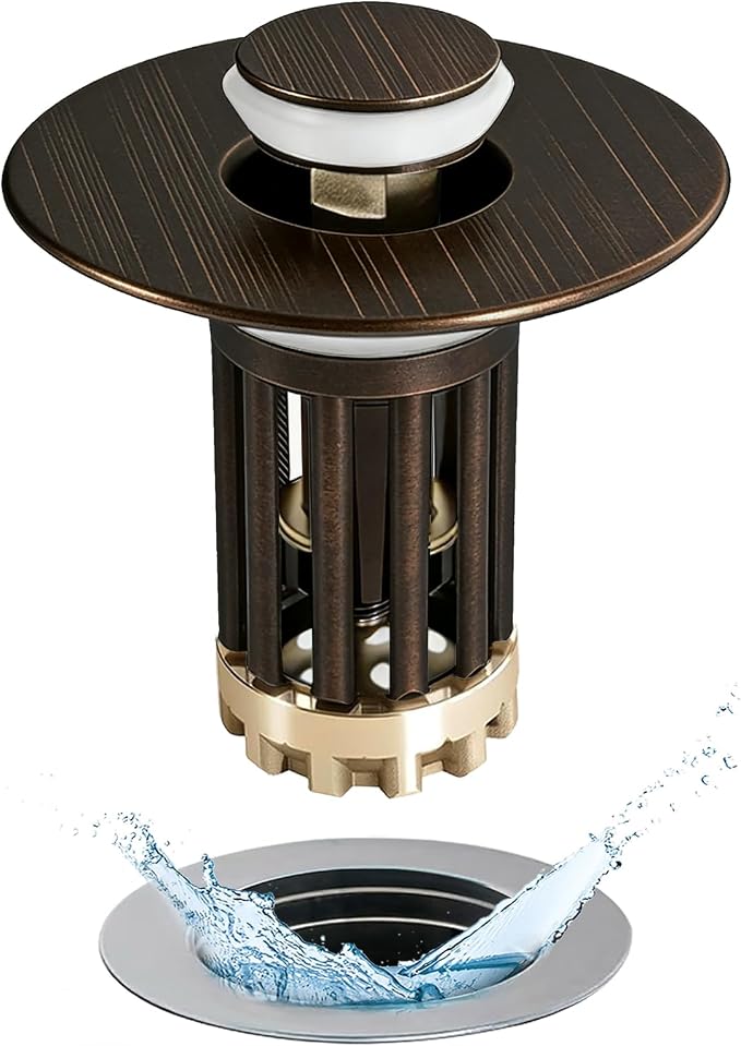 3 in 1 Pop Up Bathroom Sink Stopper, Bathroom Sink Drain Strainer, by Anlige
