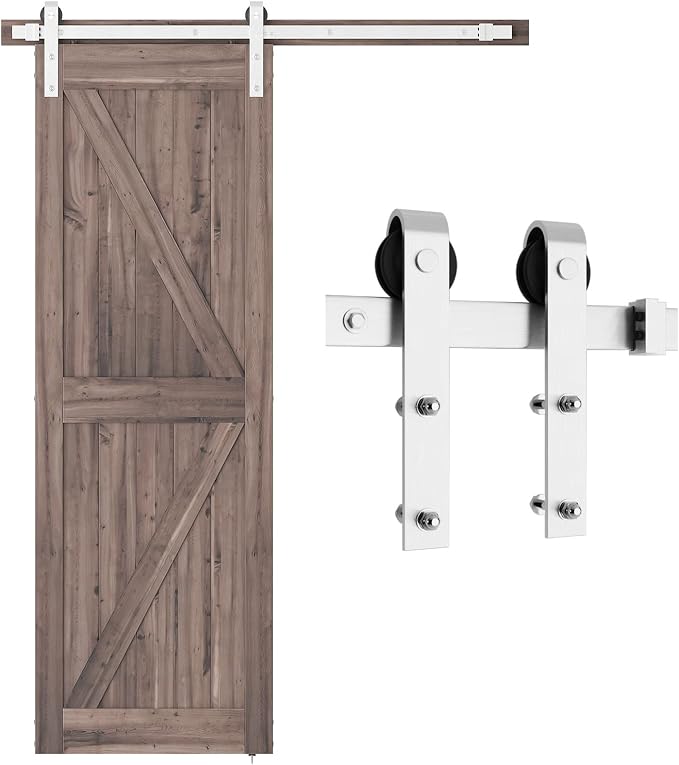 SMARTSTANDARD 5 Feet Brushed Nickel Barn Door Hardware Kit-Heavy Duty Sliding by SMARTSTANDARD