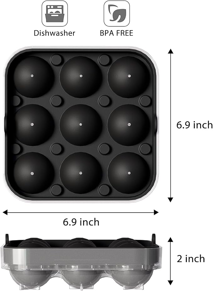 Wanderworld Ice Tray Combo, Silicone Reusable 2 inch Big Ice Freezer Mold - Image 3