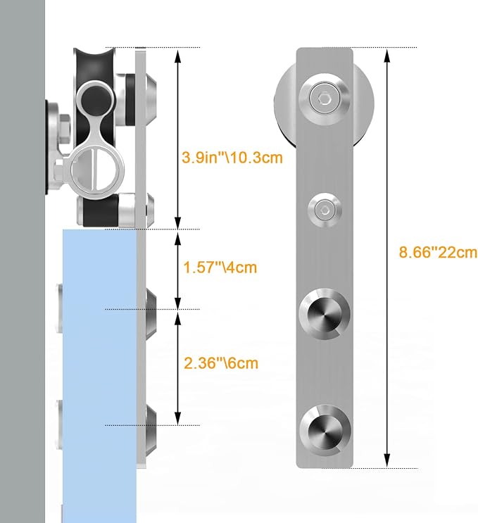 CCJH 4ft Stainless Sliding Barn Door Hardware Kit Heavy Duty - Image 3