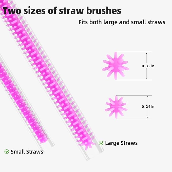 Silicone Straw Cleaner Brush, 4-Piece Reusable Straw Brush Set - Image 5