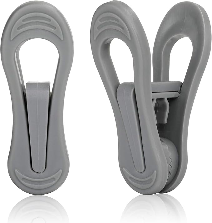 Tinfol 50pc Grey Plastic Hanger Clips, Strong Pinch Grip Finger Clips by Tinfol