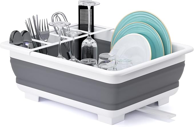 THANSTAR Collapsible Dish Drying Rack Portable Dinnerware Drainer Organizer by THANSTAR