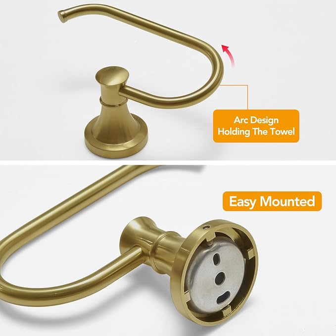 BESy Brushed Gold Toilet Tissue Paper Holder Brushed Gold Bathroom Accessories - Image 3