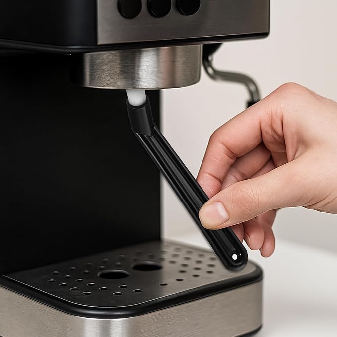 6" Nylon Head Espresso Brush, Bent Head Anti-Scalding Black Coffee Grinder - Image 8