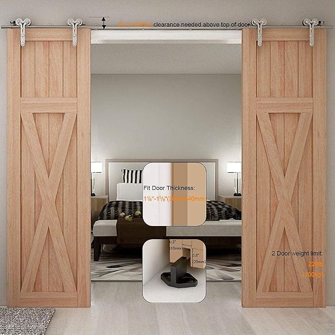 TSMST 5.5FT Sliding Barn Door Hardware Kit, Stainless Steel Heavy Duty Sturdy - Image 7