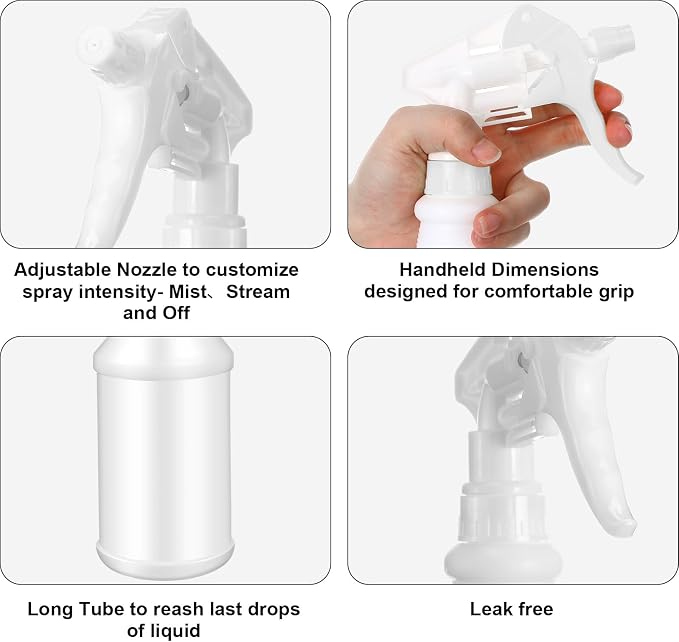 Eccliy 12 Pcs 16 Oz Plastic Spray Bottle, Adjustable Empty Reusable Sprayer - Image 4