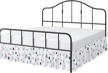 Cottington Lane Ruffled Bed Skirt King Size with Split Corner, Brushed Microfiber Hotel Quality Dust Ruffle, 15 Inch Drop Gathered Bedskirt, Soft, Stylish, Shrink & Fade Resistant, Winter Forest