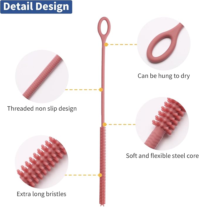 Silicone Straw Cleaner Brush, Non-slip Handle Soft and Bendable - Image 3