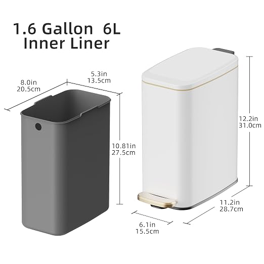 KUK Slim Bathroom Trash Can - Image 6