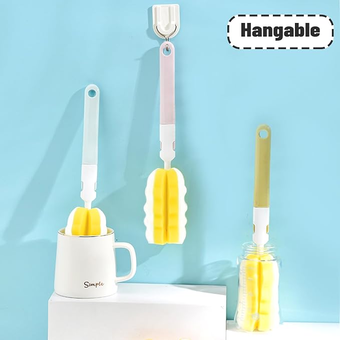 INVODA 4PCS Bottle Brush Long Handle Cup Cleaner Brush Sponge Bottle Scrubber - Image 8