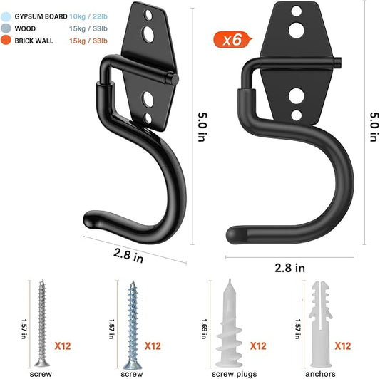 6 Pack Metal Garage Hooks, Heavy Duty S Hooks Tool Hangers - Image 2