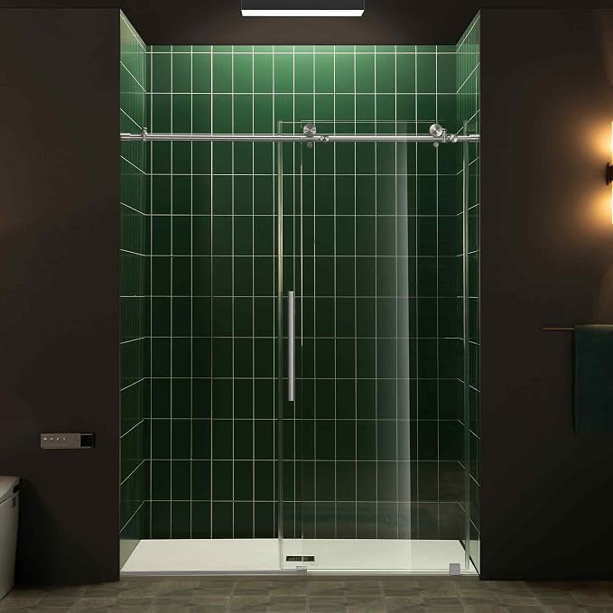 Woodbridge 56-60" W x 80" H Frameless Single Sliding Shower Door - Image 2