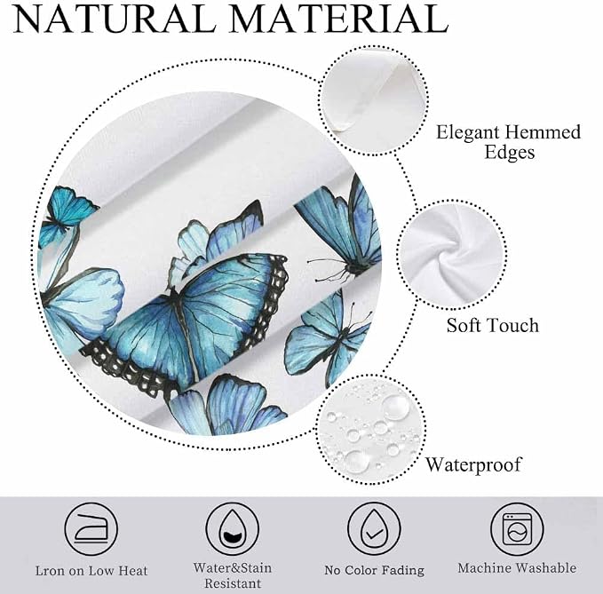 Blue Butterflies Tablecloths for Rectangle Tables Watercolor Art Moth Wings - Image 5