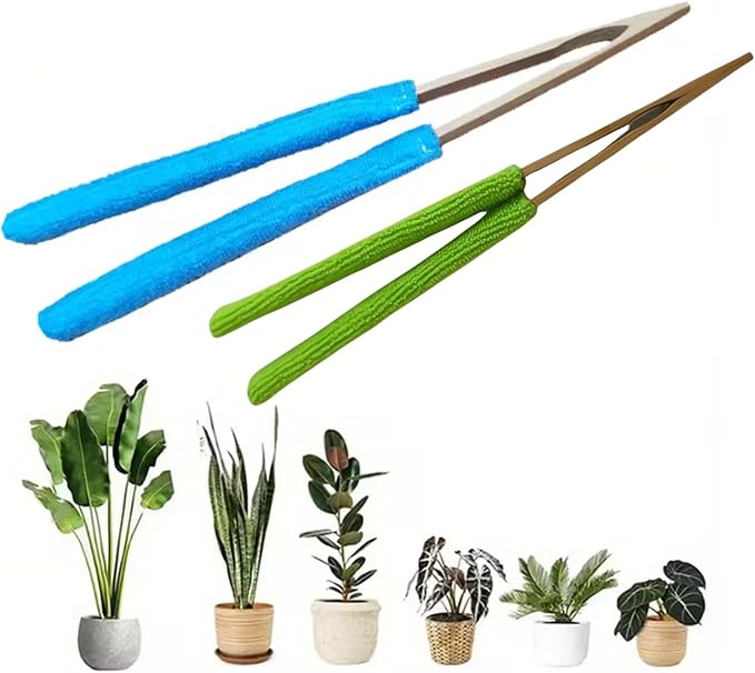 2 Pcs Set 10 Inch, 7 Inch Leaf Cleaning Tongs, House Plant Leaf Cleaning Brush by Nwsrayu