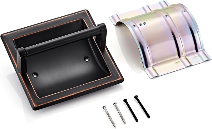 Recessed Oil Rubbed Bronze Toilet Paper Holder, Wall Mounted Heavy Duty - Image 4