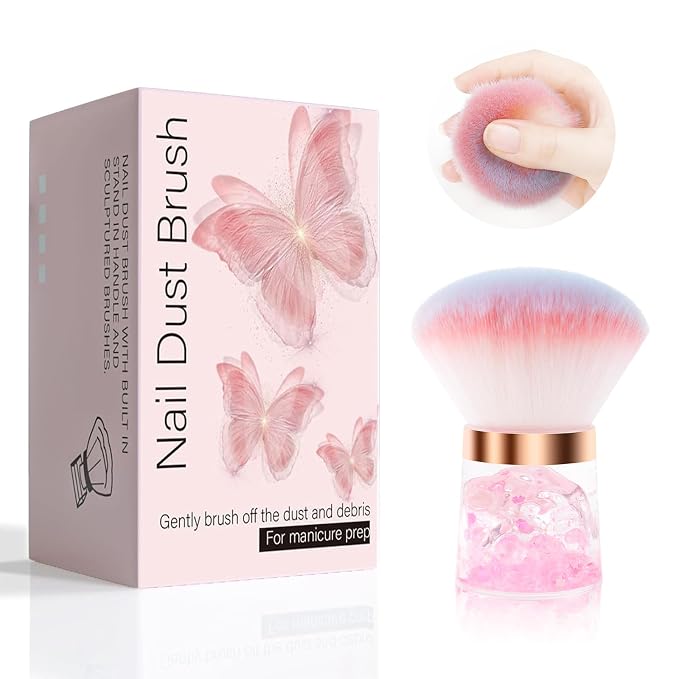 ANGNYA Nail Dust Brush, Round Nail Art Dust Powder Remover Brush - Image 2