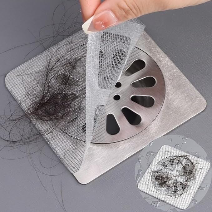 Disposable Disposable Hair Catcher Shower Drain Square Mesh Stickers, Upgrade - Image 2