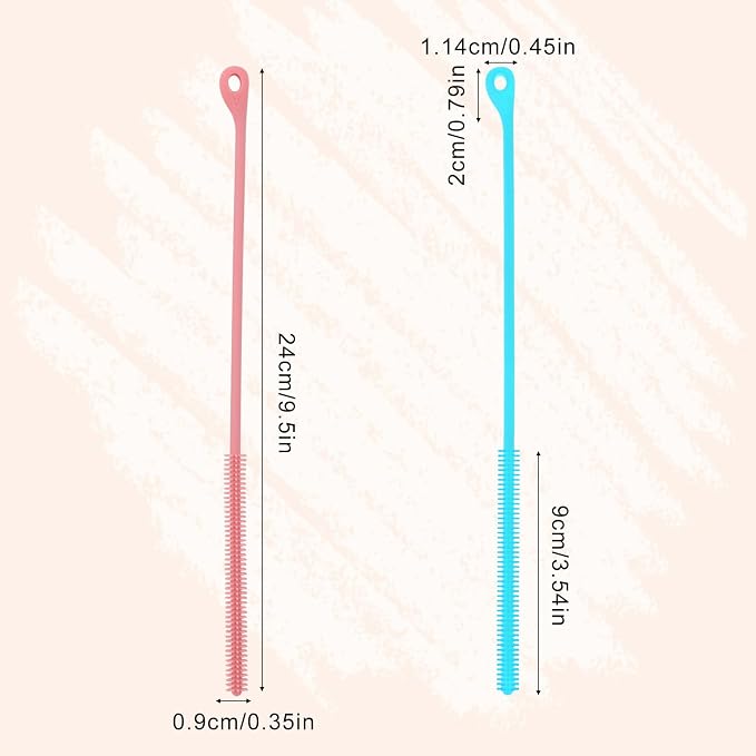 2pcs Silicone Straw Cleaner Brush, 9.44in Extra Long Reusable Straw Brush - Image 2