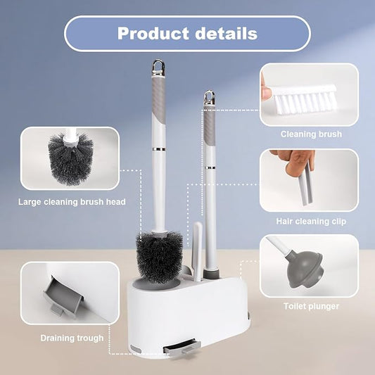 Toilet Brush and Plunger Set 4 in 1 Toilet Brush and Holder - Image 2