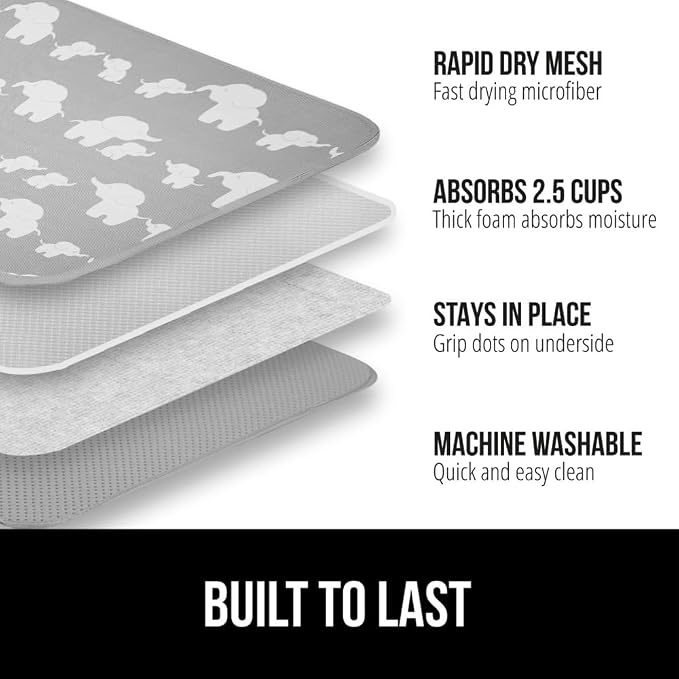 GORILLA GRIP Ultra Water Absorbent Microfiber Dish Drying Mat, Quick Dry Thick - Image 2