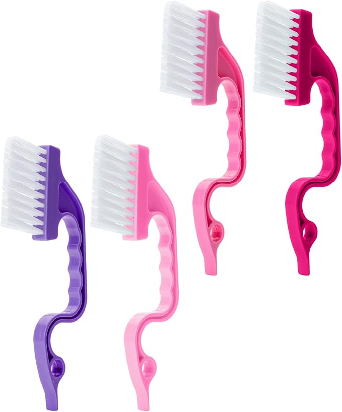 Slick- Window Track Cleaning Brush, 4 Pack, Ergonomic Handle, Built-in Scraper by SlickSolutions