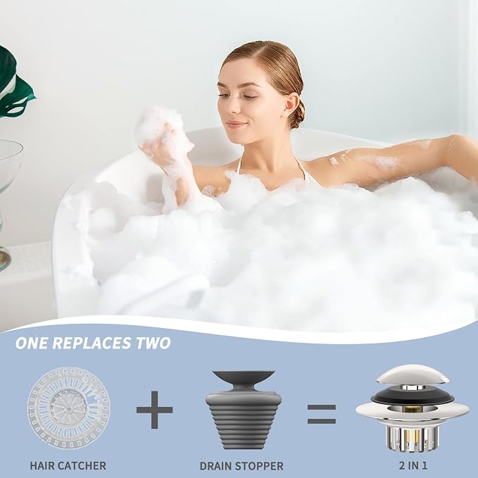 Universal 3 in 1 Bathtub Drain Stopper Bathtub, Pop-up Tub Stopper - Image 3