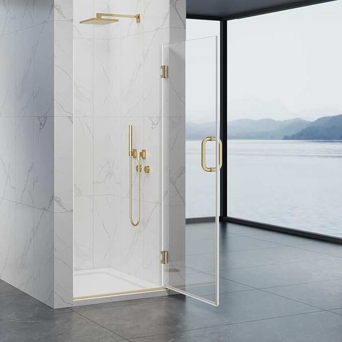 Framelss Hinged Shower Door, 3/8" Tempered Glass - Image 3