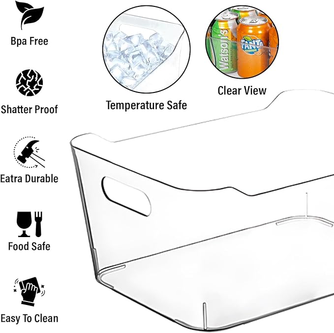 Small Clear Plastic Storage Bins, Fridge Organizer, Cabinet Organizers - Image 5