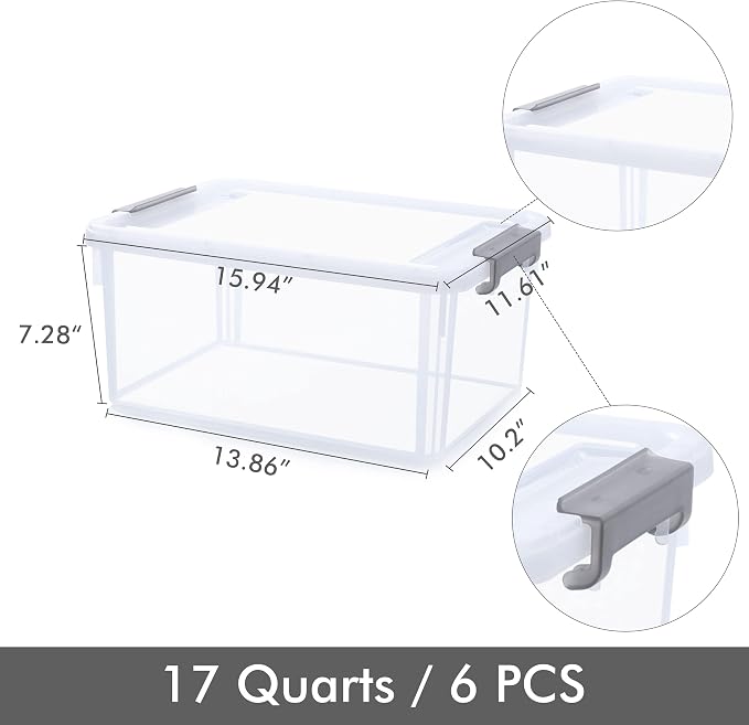 Citylife 6 Packs 17 QT Plastic Storage Bins - Image 6