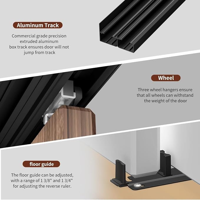Heavy Duty Bypass Sliding Closet Door Track Hardware 84", 7 FT Aluminium Pocket - Image 4