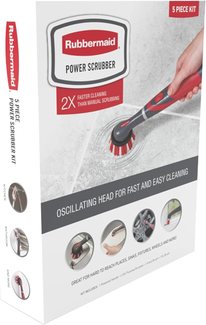 Rubbermaid Reveal Power Scrubber 5-Piece Kit, Cordless Electric Battery Powered - Image 2
