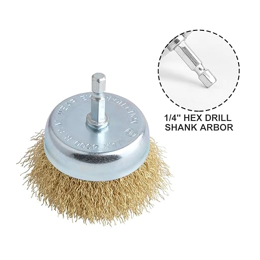 Gunpla 3" Wire Cup Brush with 1/4" Hex Shank Hardened Brass Steel Crimp Wheel - Image 6