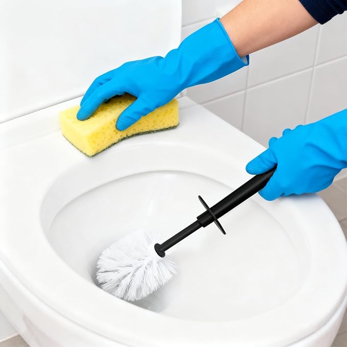 Topsky Toilet Brush, 2 Pack Compact Toilet Brush & Holder Set, Plastic Round - Image 6