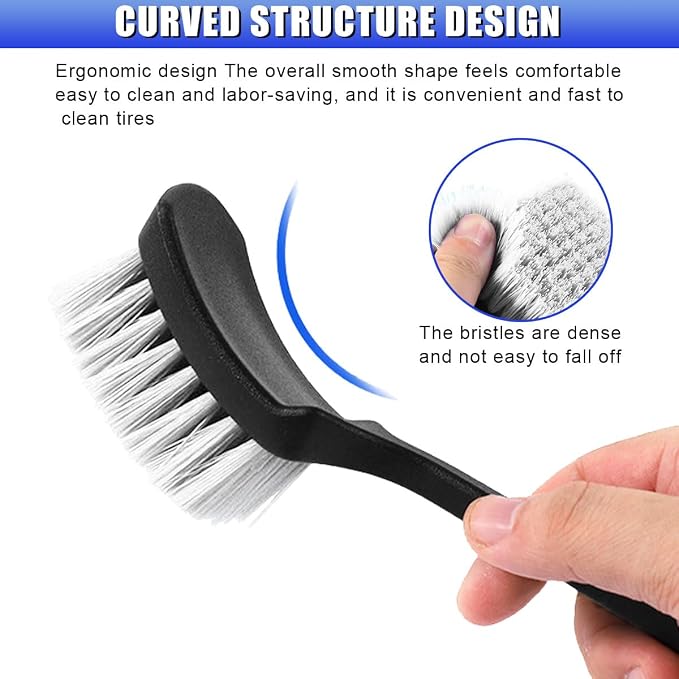 Car Wheel Brush, Stiff Bristle Short Handle Scrub Tire & Wheel Rim Brush - Image 3