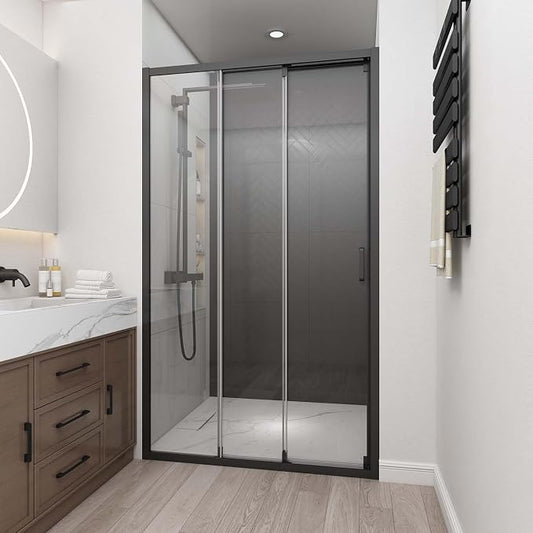 46" W x 78" H 3-Panels Sliding Shower Door, Shower Door Clear 6mm Tempered Glass by BathlinkBathroom