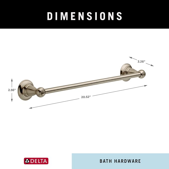 Delta Faucet Porter 18 inch Towel Bar, SpotShield Brushed Nickel, Bathroom - Image 8