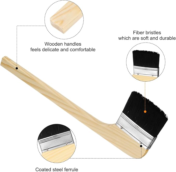 HARFINGTON Paint Brush 3Pcs 3" Brush Width Reusable Variety Angled Bend Brushes - Image 4