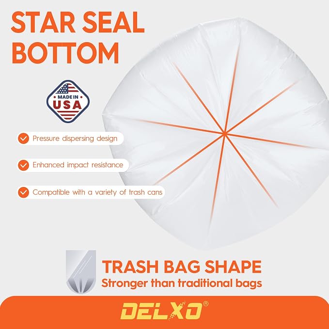 DELXO 30-33 Gallon Trash Bags, Thick Durable and Puncture-Resistant Plastic Bags - Image 4