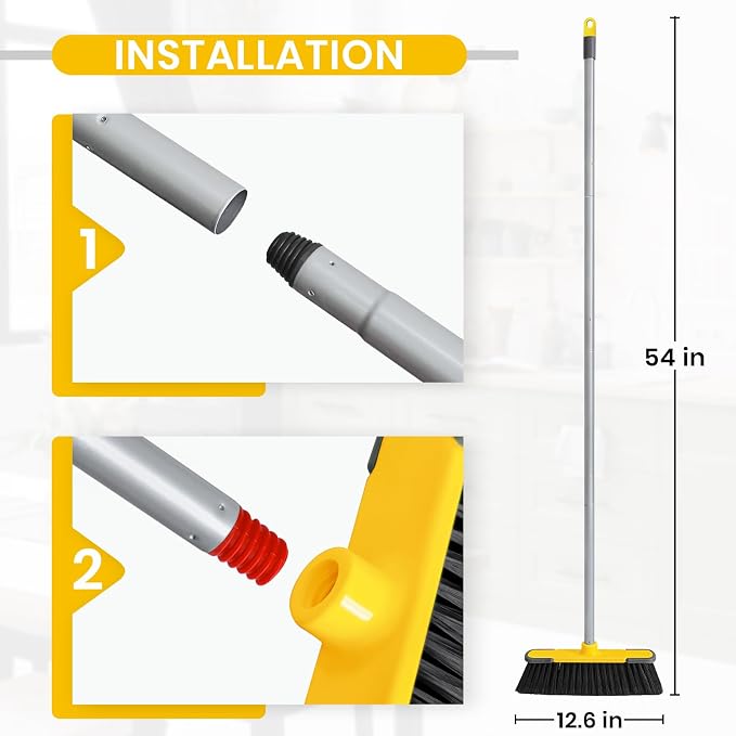 Yellow Indoor Broom 54" Long Handle House Brooms - Image 3