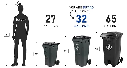 32 Gallon Trash Can with Wheels Outdoor Trash Can with Lid and Wheels - Image 3
