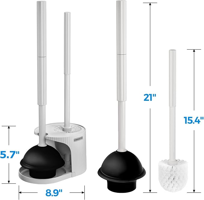 3Pack 2 in 1 Toilet Brush and Plunger Set, Extended Handle Plunger, Toilet Bowl - Image 6