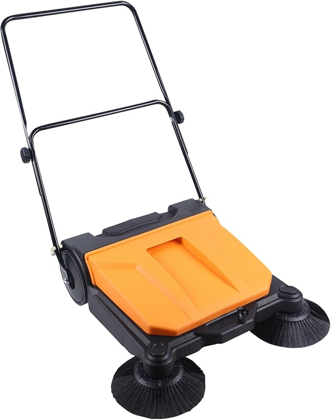 26Inch Walk-Behind Hand Push Floor Sweeper, Floor Sweeper Manual, 15L Portable by WBGANG