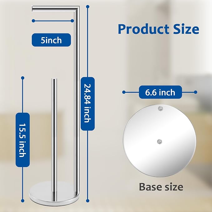 Toilet Paper Holder Stand, Toilet Paper Holder Free Standing, Chrome Toilet - Image 2