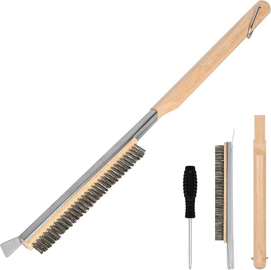 Pizza Oven Brush, BBQ Grill Cleaning Brush Non Scratch Heat Proof Stainless by Aolso